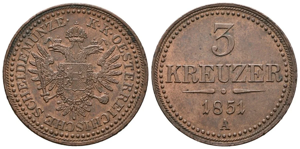 3 Krejcar 1851 A
