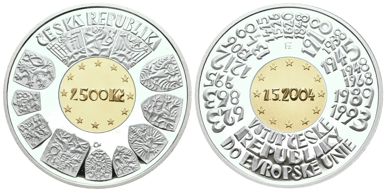 2500 Kč 2004 - Vstup České republiky do EU, etue, certifikát, — 1