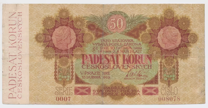 Československo, 50 Koruna 1919, série 0007, Hej.11a
