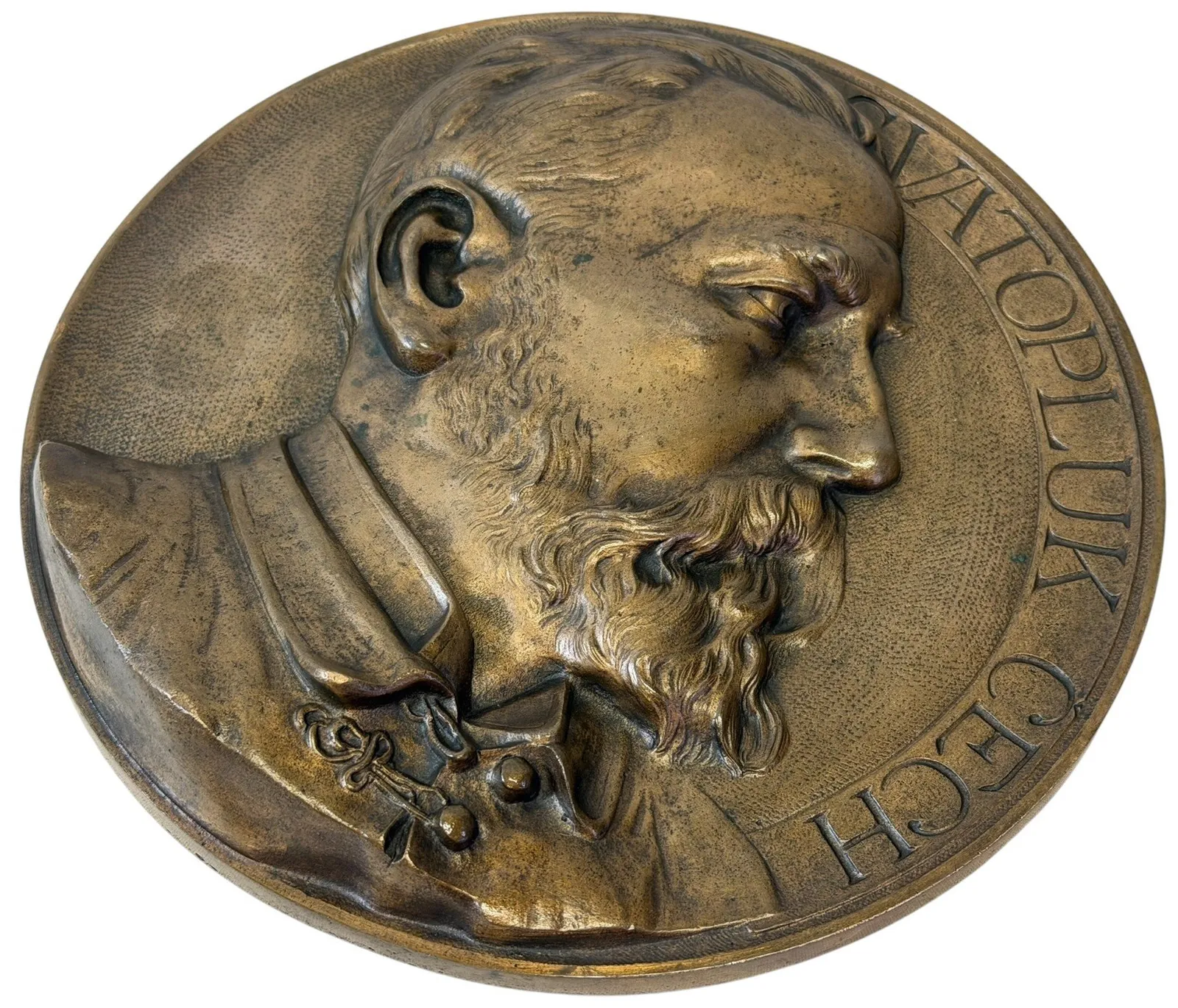 AE Plaketa 1895 - Svatopluk Čech. K národopisné výstavě Českoslovanské — 1