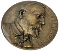AE Plaketa 1895 - Svatopluk Čech. K národopisné výstavě Českoslovanské — 1