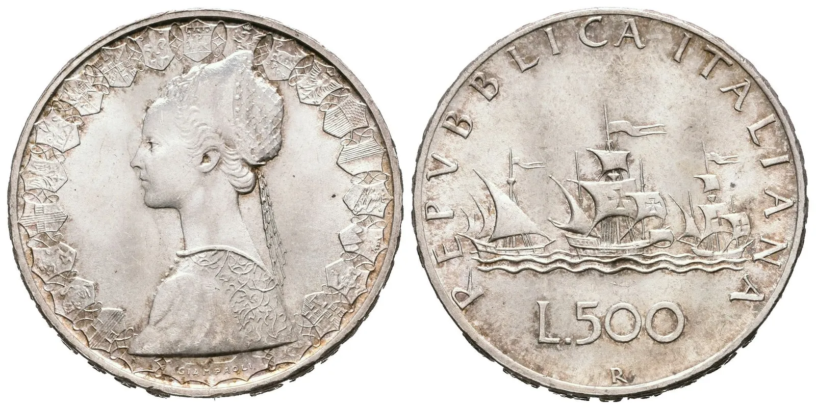 500 Lira 1966, Ag 0,835 (11,00 g), krásná zachovalost, lesk, patina — 1