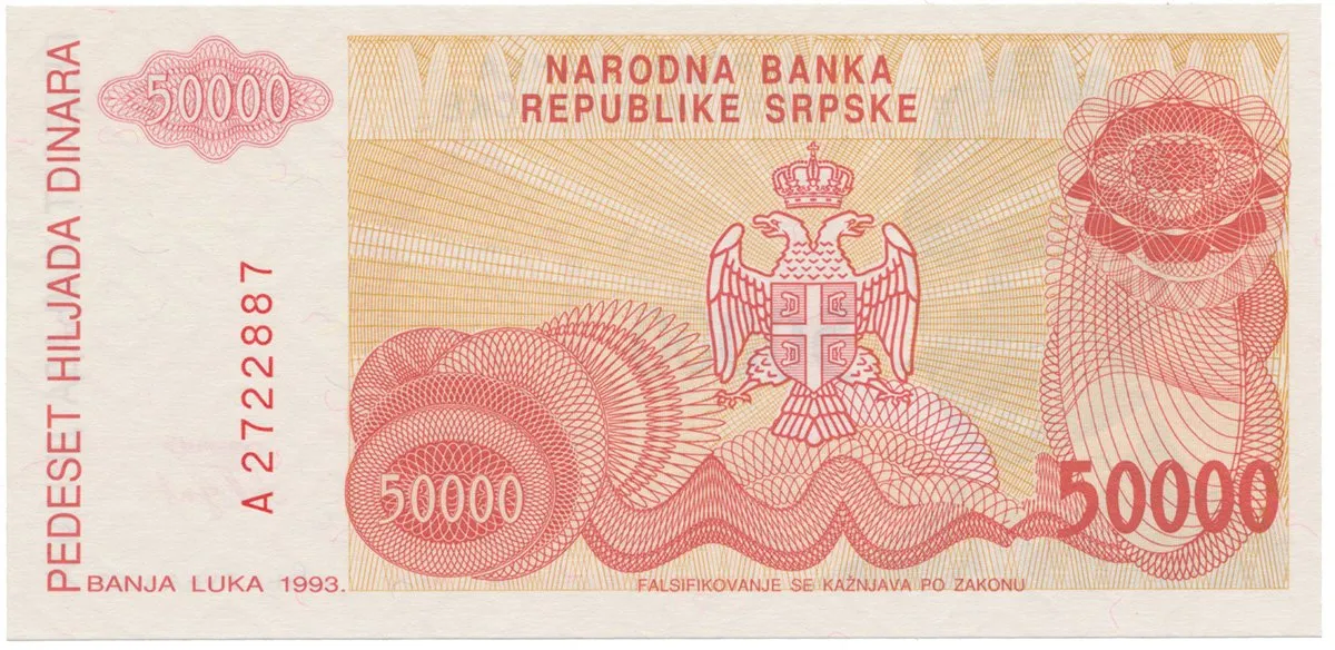 Bosna a Hercegovina, 50.000 Dinara 1993, P.150