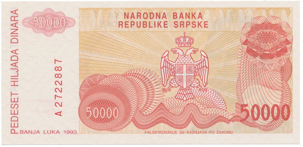 Bosna a Hercegovina, 50.000 Dinara 1993, P.150