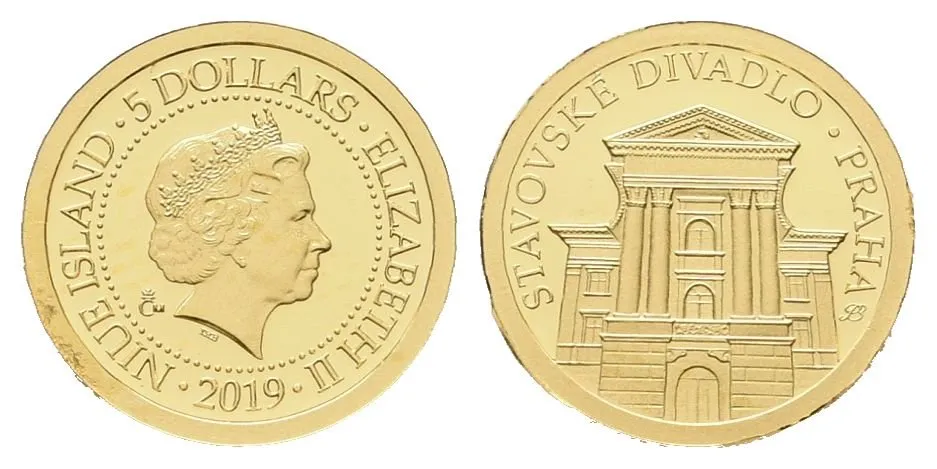 Niue Island, 5 Dollars 2019 - Stavovské divadlo
