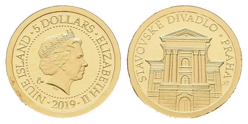 Niue Island, 5 Dollars 2019 - Stavovské divadlo