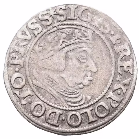 Groš 1538, Gdaňsk, Kop.7322, patina, rysky a lehce ned.