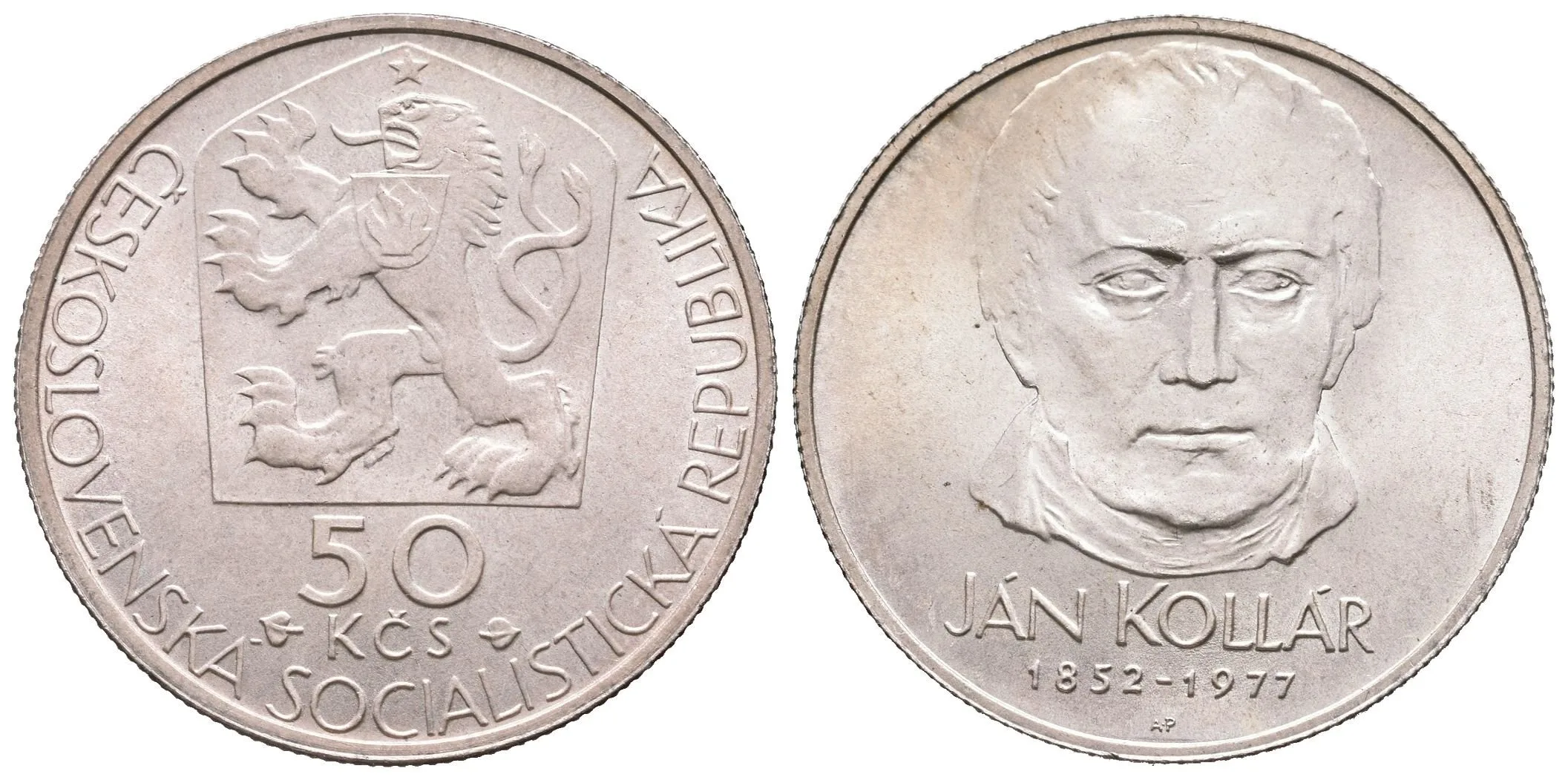 50 Kčs 1977 - Ján Kollár, ražební lesk — 1
