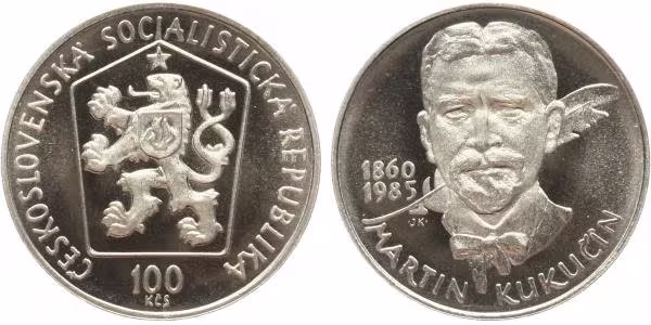 100 Kčs 1985 - Martin Kukučín, PROOF