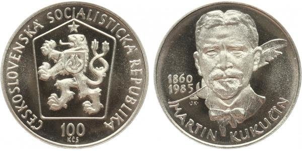 100 Kčs 1985 - Martin Kukučín, PROOF