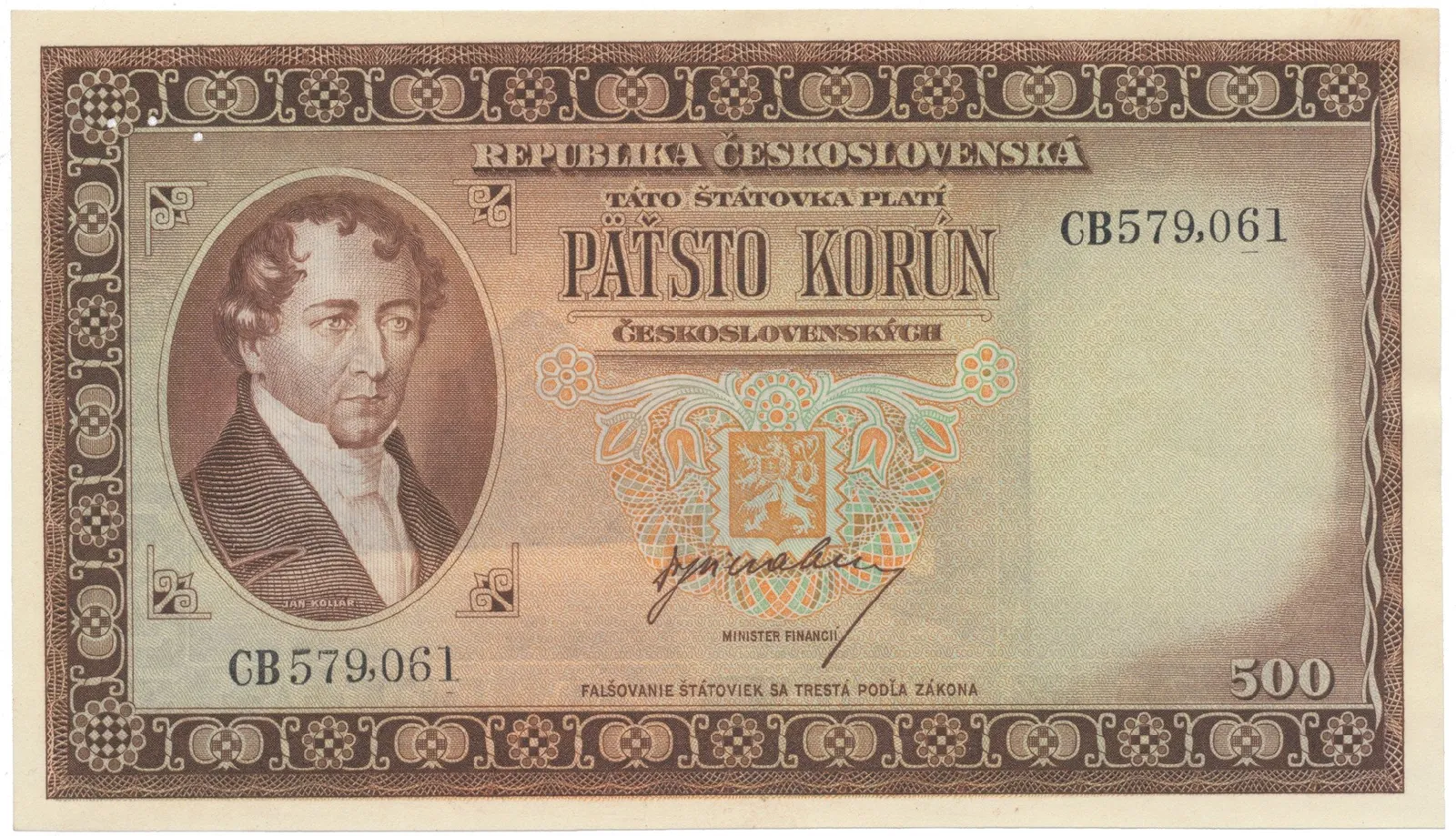500 Koruna b.d. (1945), série CB, Hej.75a.S2