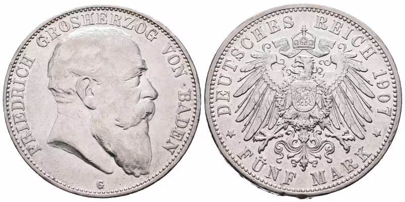 Baden, 5 Marka 1907 G