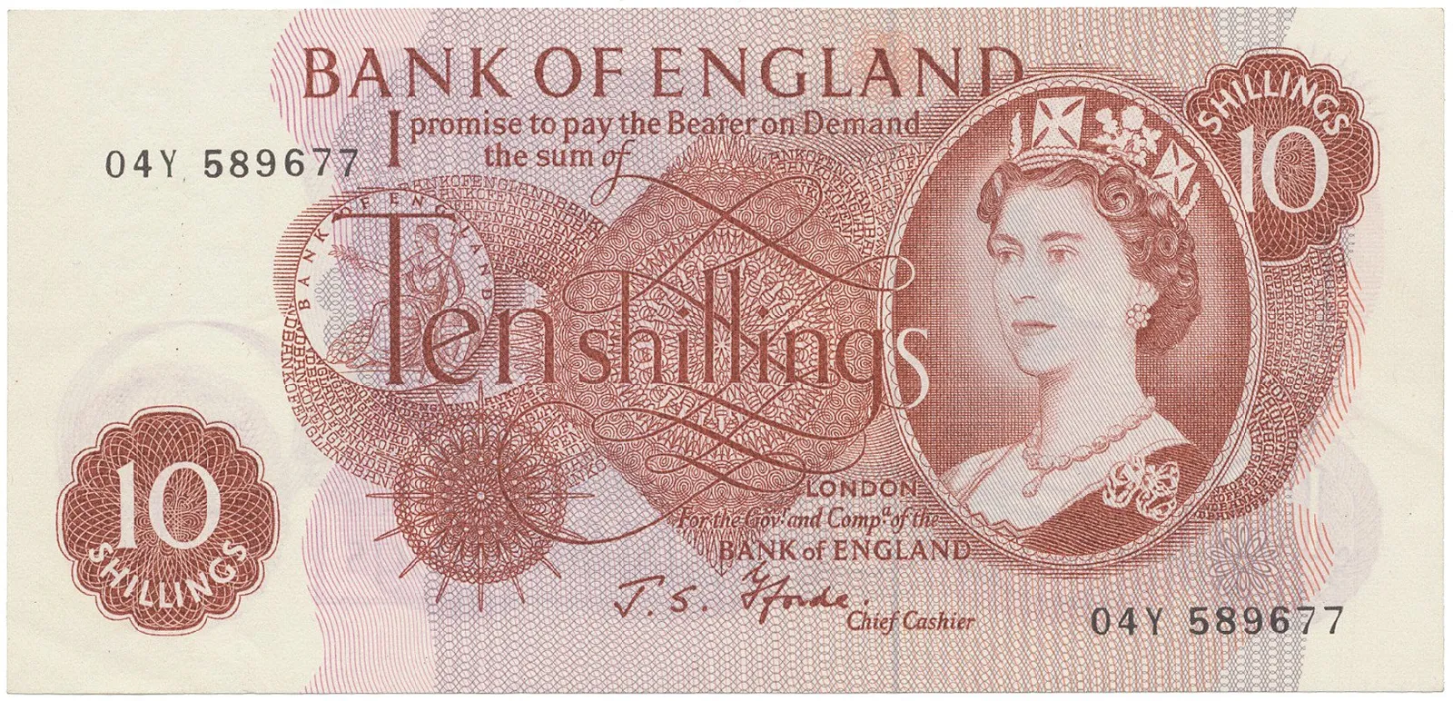 Velká Británie, 10 Shillings (1966~1970), Fforde, P.373c, typ --S/--Z