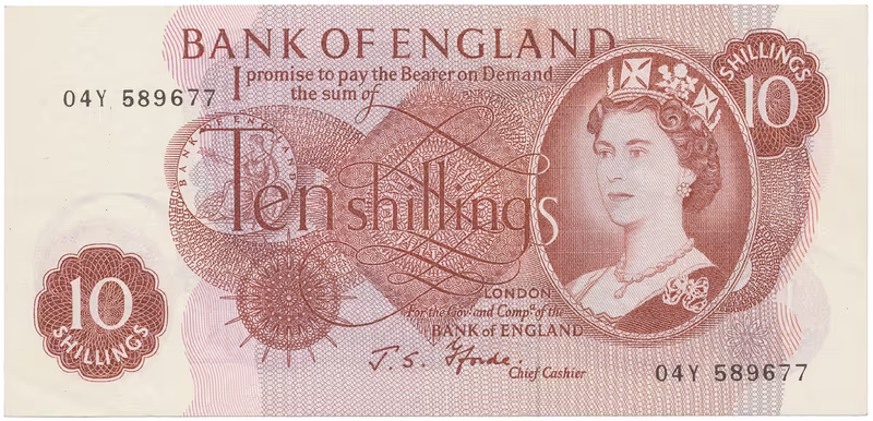 Velká Británie, 10 Shillings (1966~1970), Fforde, P.373c, typ --S/--Z