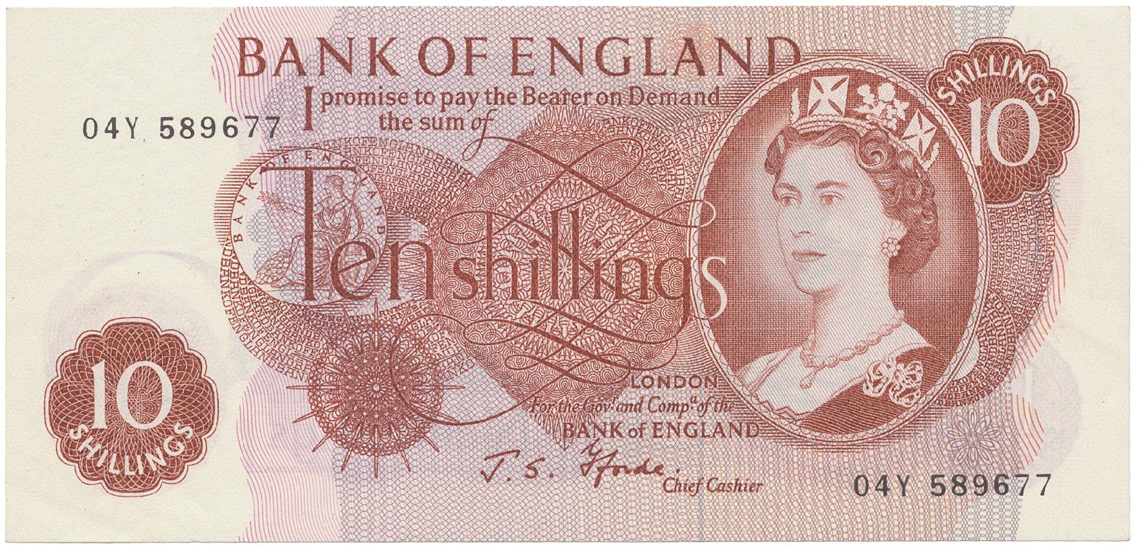 Velká Británie, 10 Shillings (1966~1970), Fforde, P.373c, typ --S/--Z