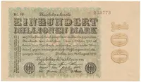 Německo, 100 Millionen Mark 1923, Sterne, Ro.106u