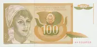 Jugoslávie, 100 Dinara 1990, P.105