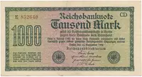 Německo, 1000 Mark 1922, vod. Mäander, hnědé 6-místné číslo, Ro.75i