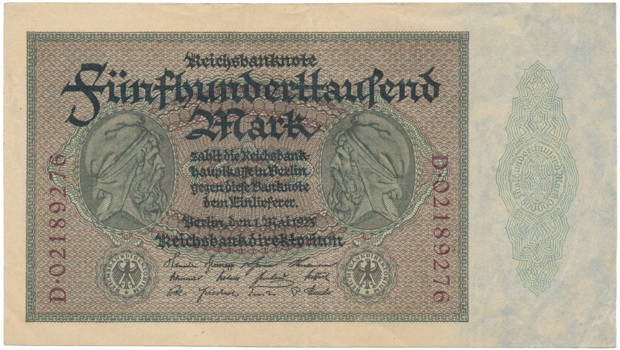 Německo, 500000 Mark 1923, Ro.87b