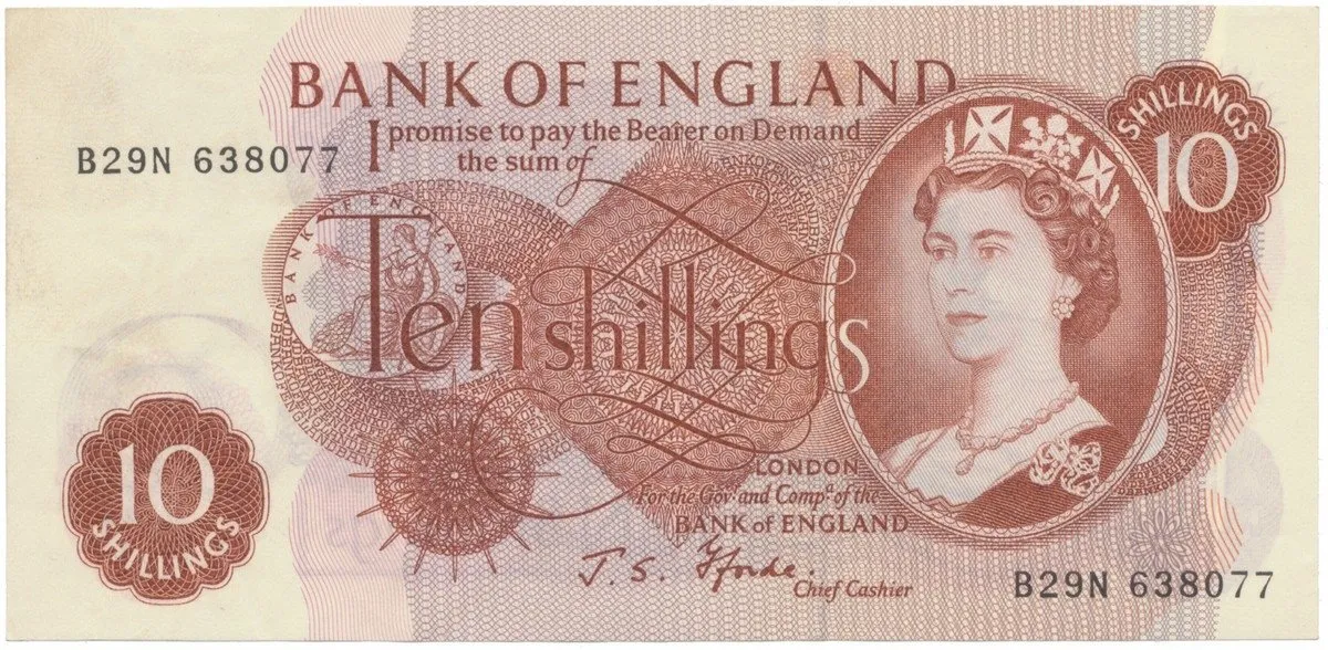 Velká Británie, 10 Shillings (1966~1970), Fforde, P.373c, typ A--N