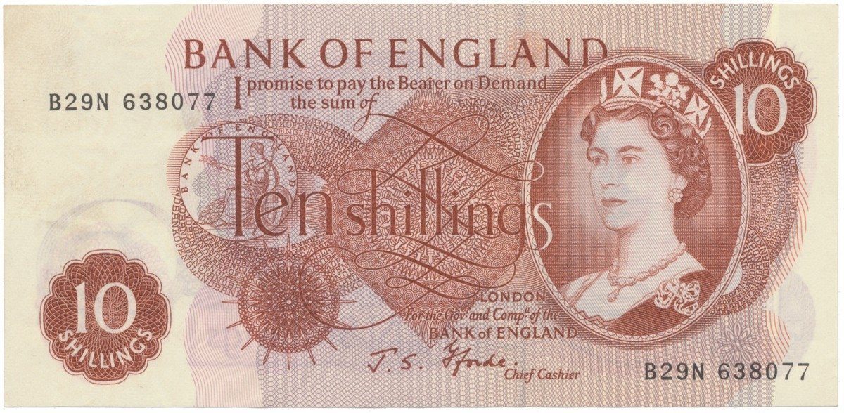 Velká Británie, 10 Shillings (1966~1970), Fforde, P.373c, typ A--N