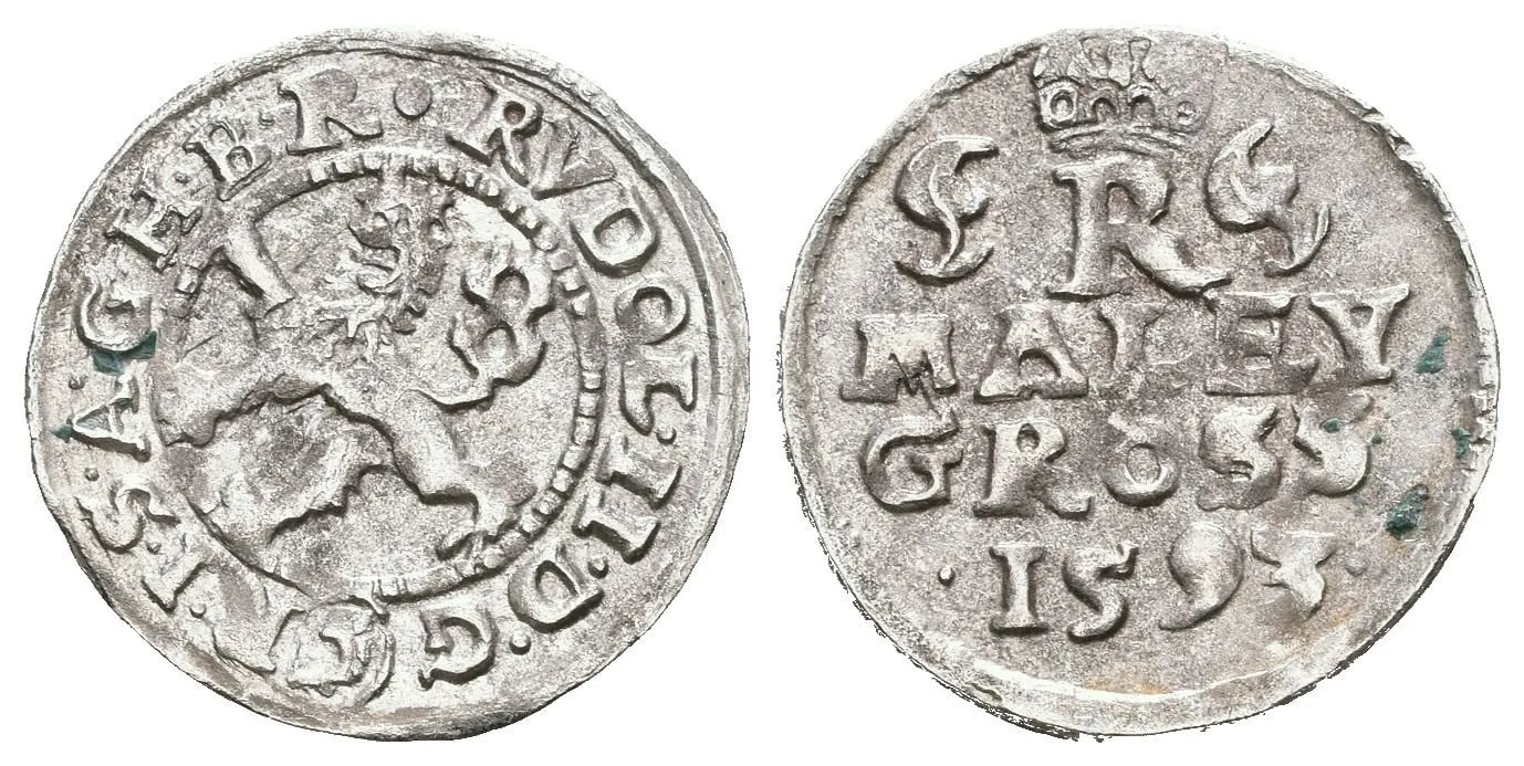 Malý groš 1593, České Budějovice-Mattighofer, HN.28a (opis 7a), — 1