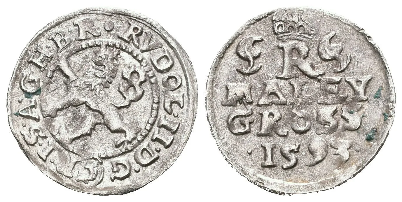 Malý groš 1593, České Budějovice-Mattighofer, HN.28a (opis 7a), — 1