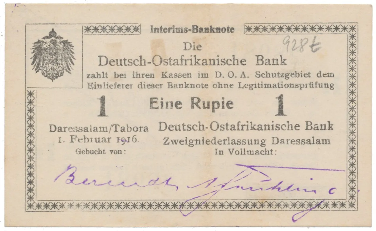 Německá Východní Afrika, 1 Rupie 1. 2. 1916, série Z2, R.928t