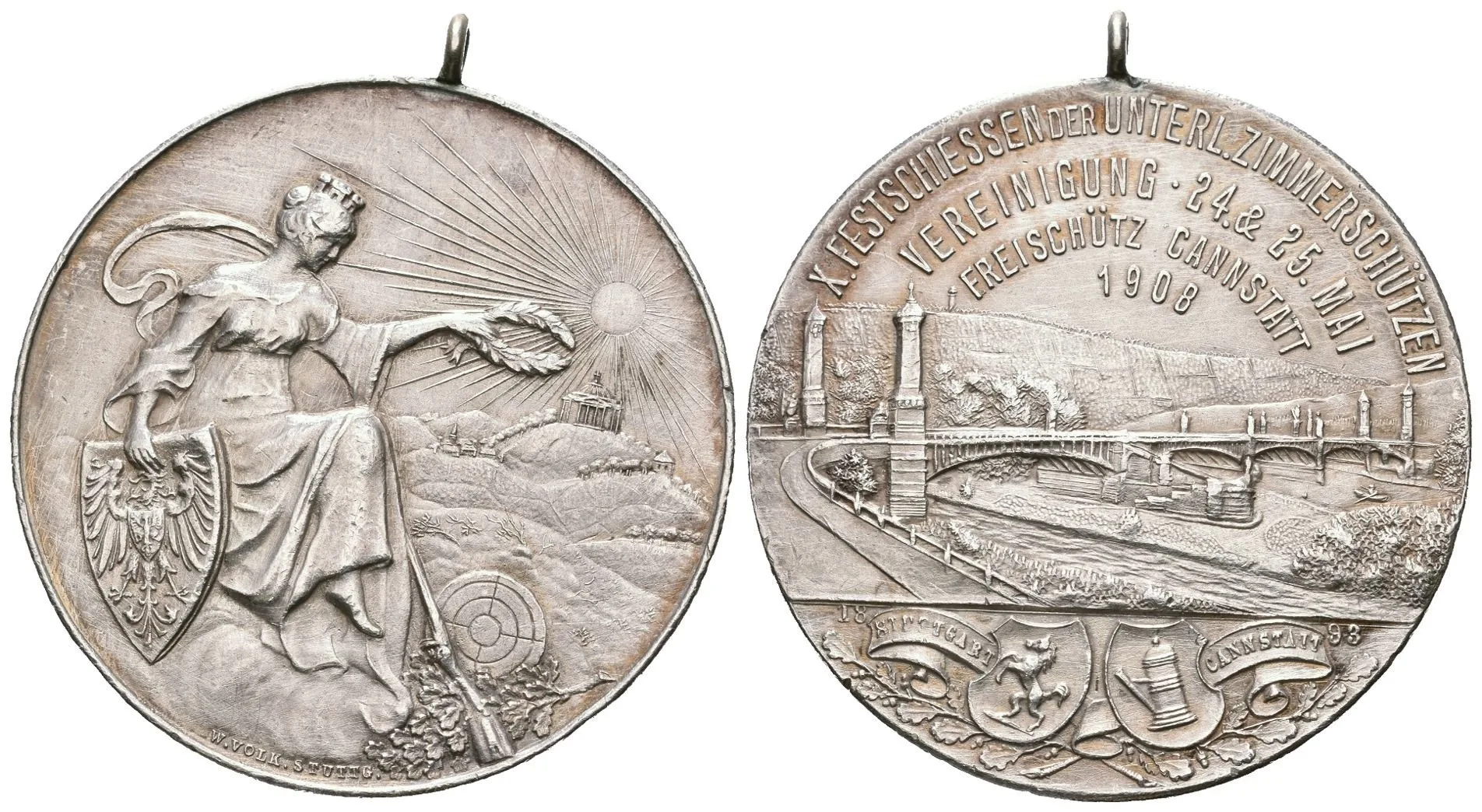 AR Medaile 1910 (W. Volka) - X. Slavnostní střelby střel. sjezdu v Cannstatt-Stuttgart. — 1