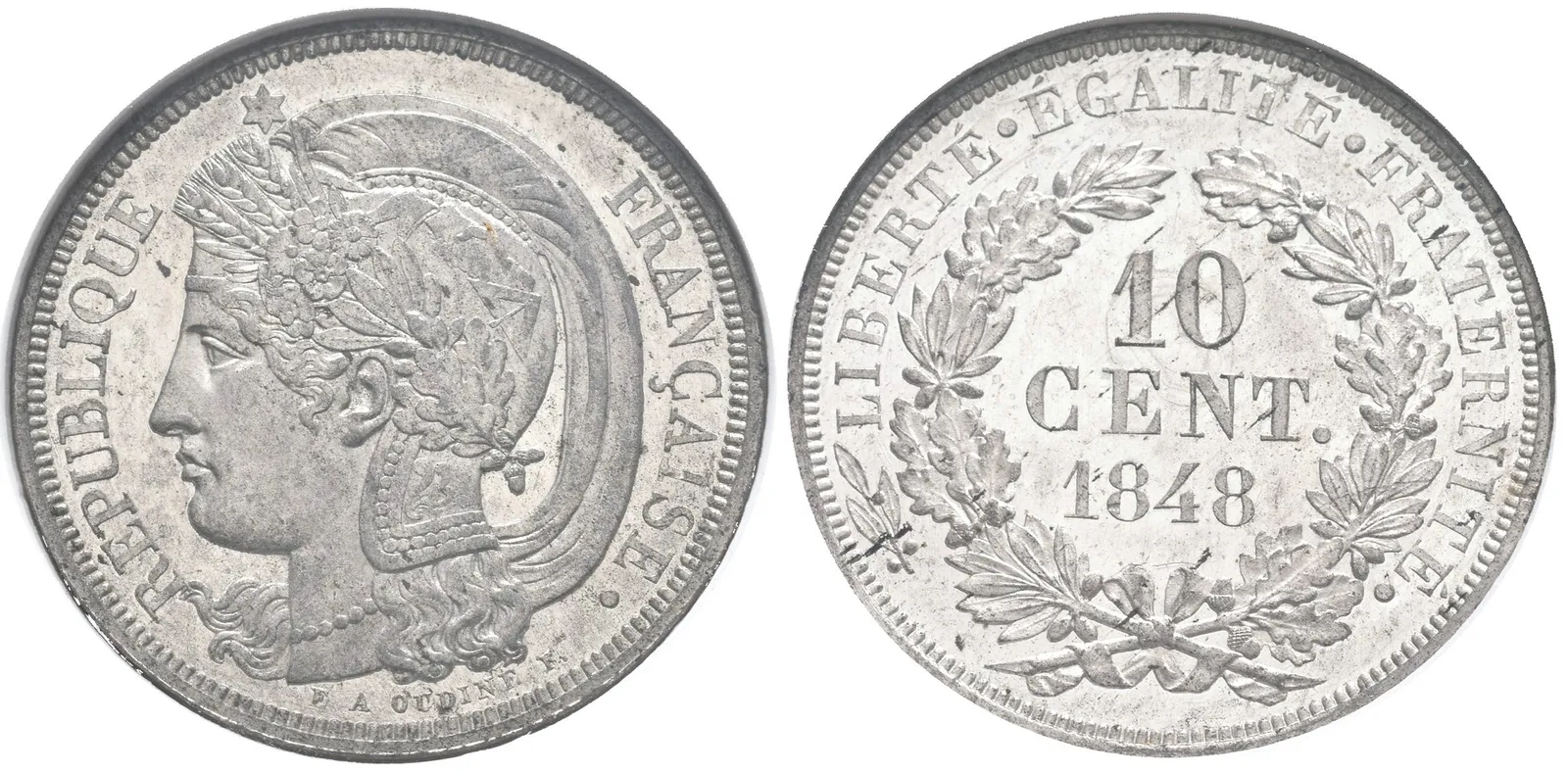 10 Centimes 1848 - Essai (Zkušební ražba), bílý kov, MAZ-1348A, — 1