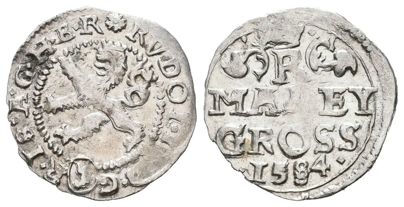 Malý groš 1584, Kutná Hora-Šatný, HN.3 (opis 7a), velmi pěkná zachovalost, — 1