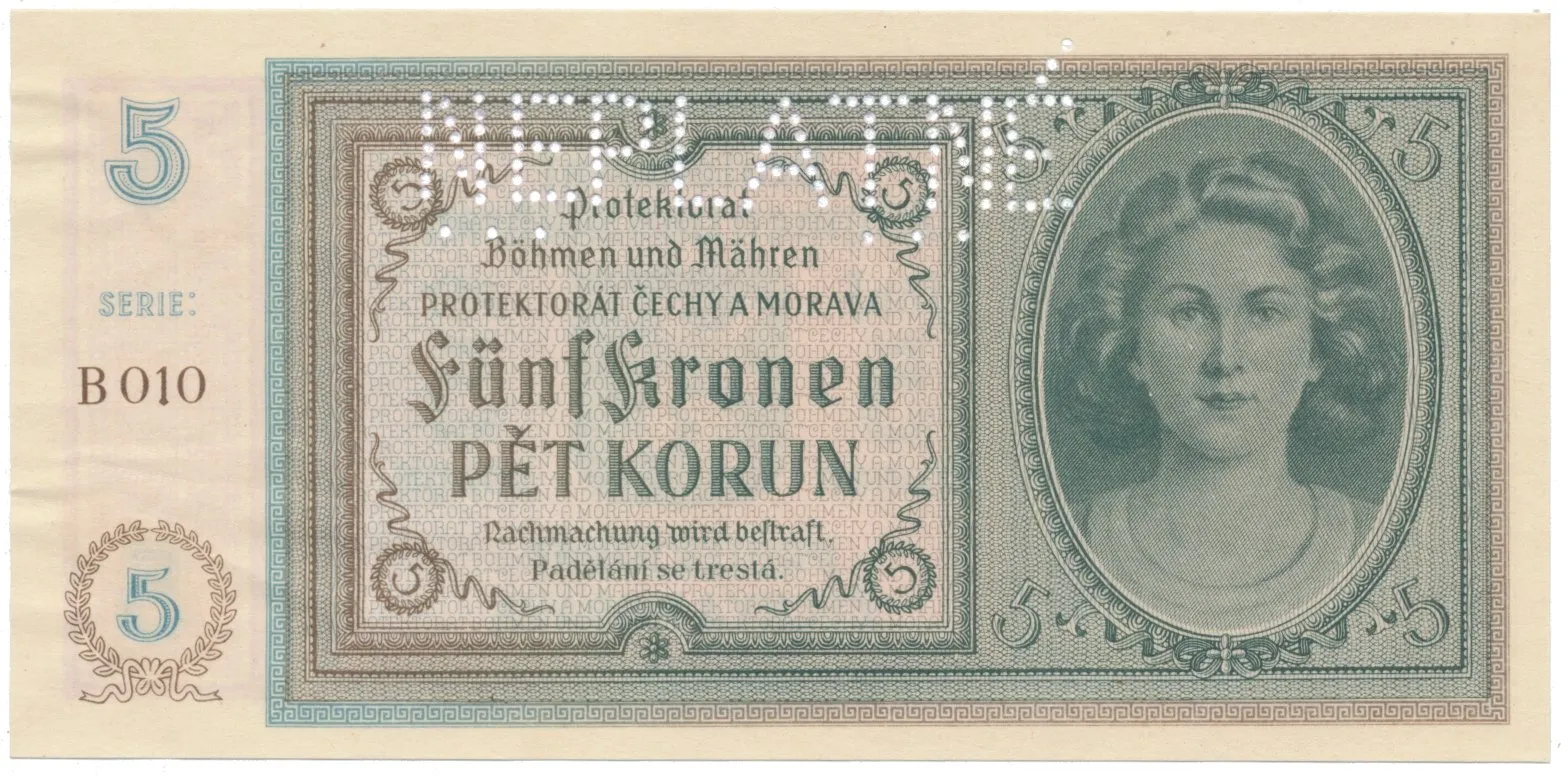 5 Koruna b.d. (1940), série B, NEPLATNÉ, Hej.31a.S2