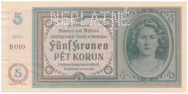 5 Koruna b.d. (1940), série B, NEPLATNÉ, Hej.31a.S2