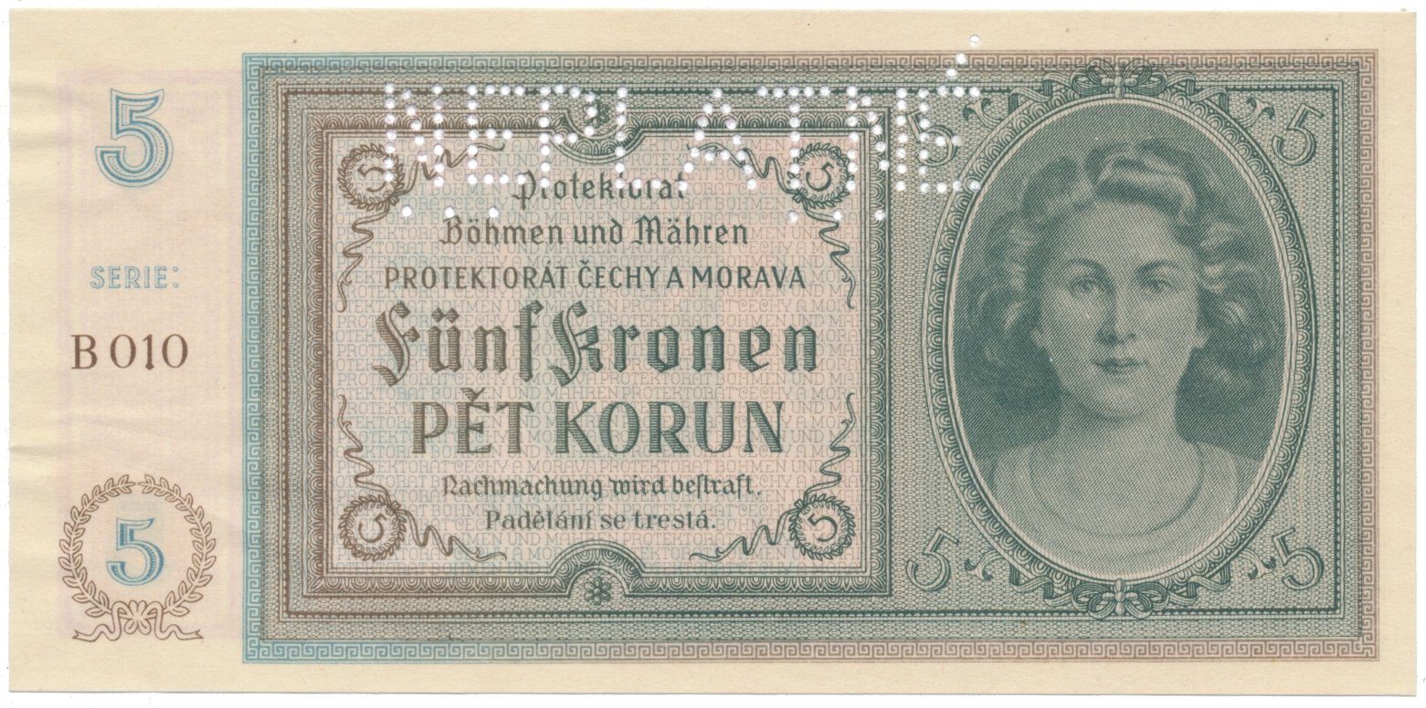 5 Koruna b.d. (1940), série B, NEPLATNÉ, Hej.31a.S2