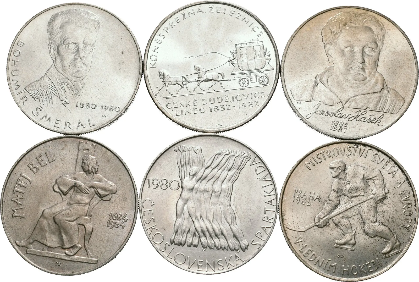 Soubor mincí 100 Kčs - 1980 - Spartakiáda, 1980 - Bohumír Šmeral, 1982 - Koněspřežka, — 1