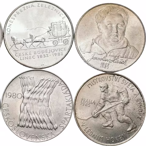 Soubor mincí 100 Kčs - 1980 - Spartakiáda, 1980 - Bohumír Šmeral, 1982 - Koněspřežka,
