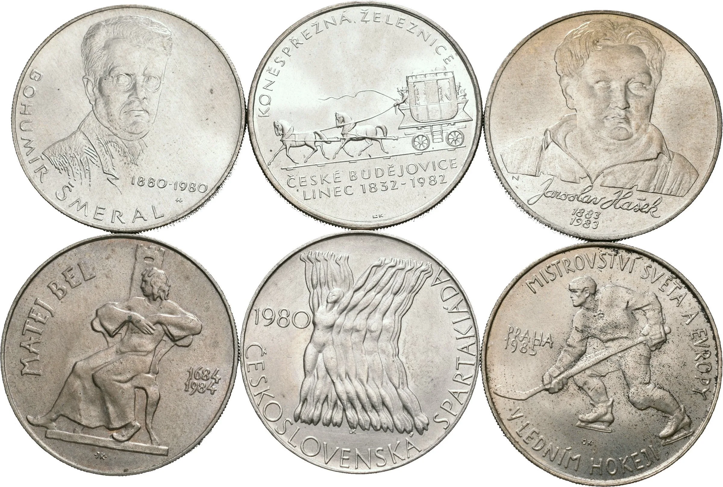 Soubor mincí 100 Kčs - 1980 - Spartakiáda, 1980 - Bohumír Šmeral, 1982 - Koněspřežka, — 1