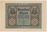 Německo, 100 Mark 1920, 8-místný číslovač, Ro.67b