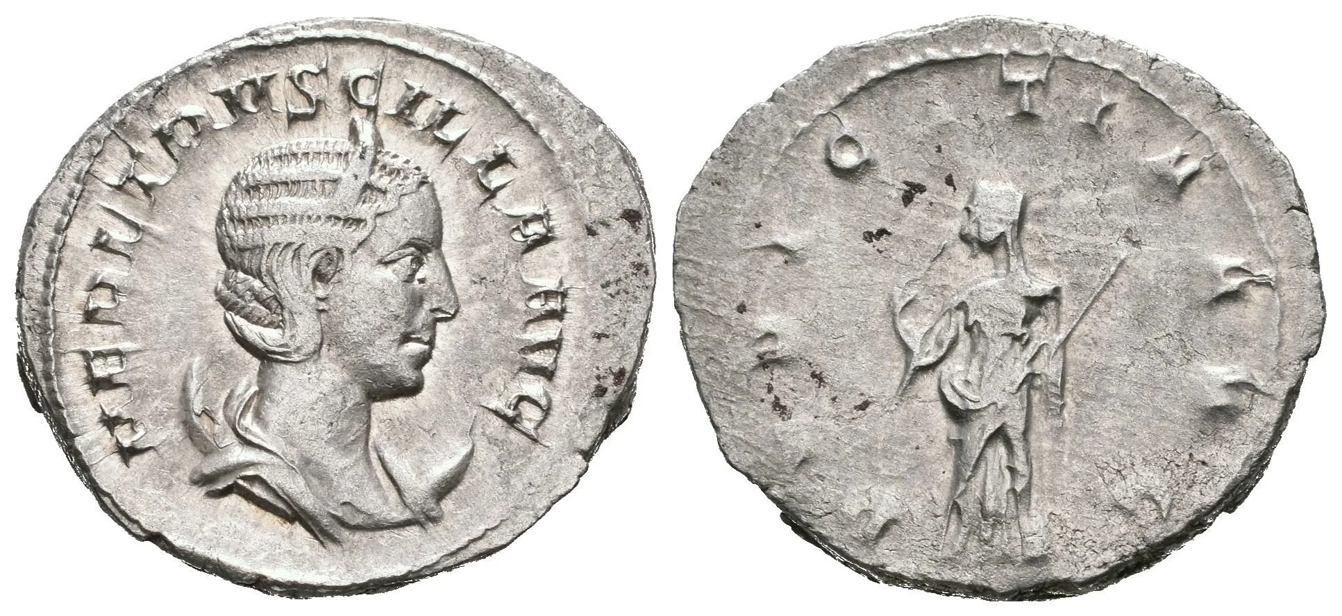 Antoninian, Rv: PVDICITIA AVG, stojící Pudicitia zleva drží žezlo, pravicí si přidržuje — 1