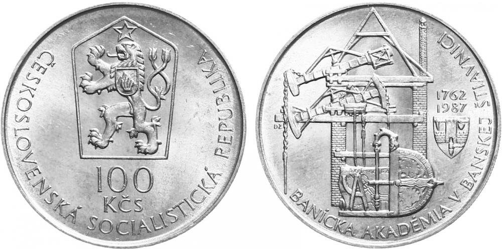 100 Kčs 1987 - Akademie v Banské Štiavnici