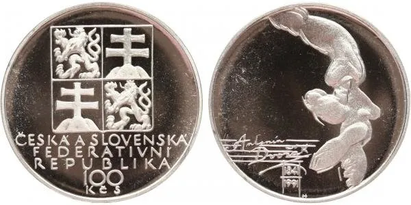 100 Kčs 1991 - Antonín Dvořák, PROOF