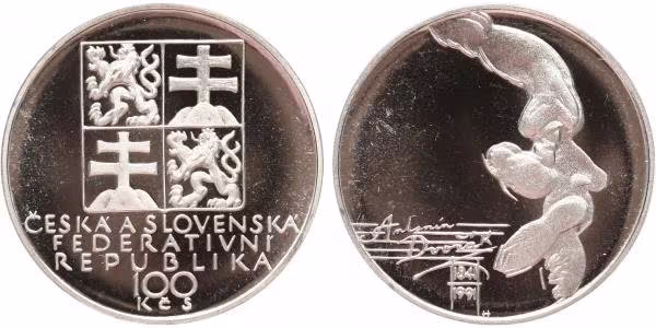 100 Kčs 1991 - Antonín Dvořák, PROOF