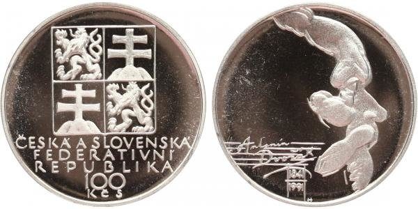 100 Kčs 1991 - Antonín Dvořák, PROOF