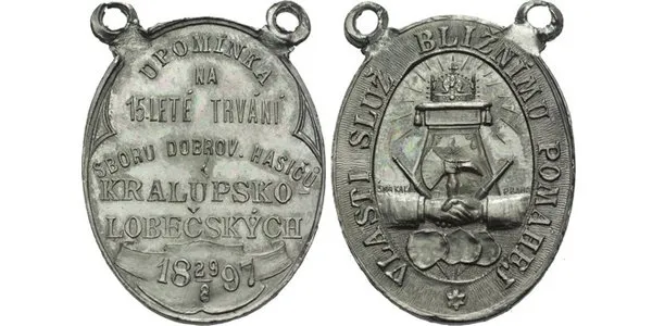 AE Medaile 1897 Šmakal) - Upomínka na 15-leté trvání sboru dobrovolných hasičů  kralu