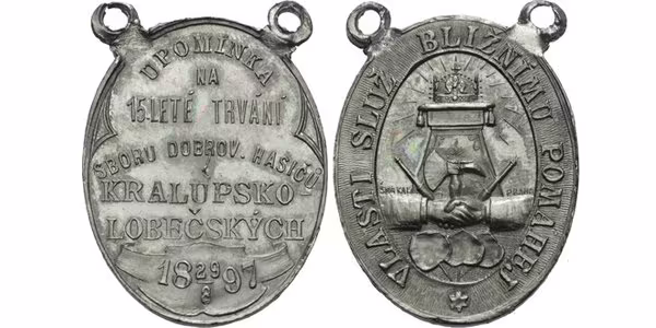 AE Medaile 1897 Šmakal) - Upomínka na 15-leté trvání sboru dobrovolných hasičů  kralu