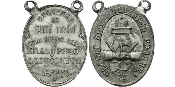 AE Medaile 1897 Šmakal) - Upomínka na 15-leté trvání sboru dobrovolných hasičů  kralu