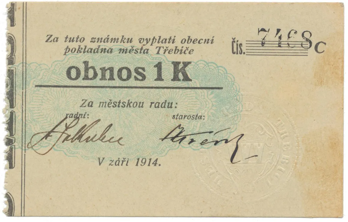 Třebíč - město, 1 K září 1914, silnější K, HH.223.5.10n1