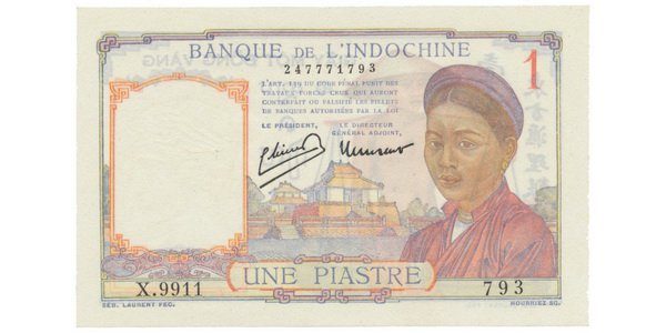 Franc. Indočína, 1 Piastre (1949), P.054e