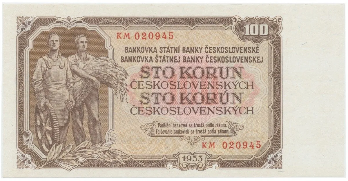 Československo, 100 Koruna 1953, tisk Praha, série KM, Hej.95b