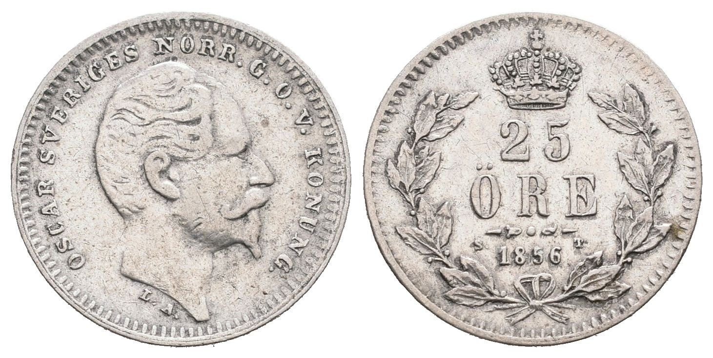 Švédsko, 25 Öre 1856 LA-ST